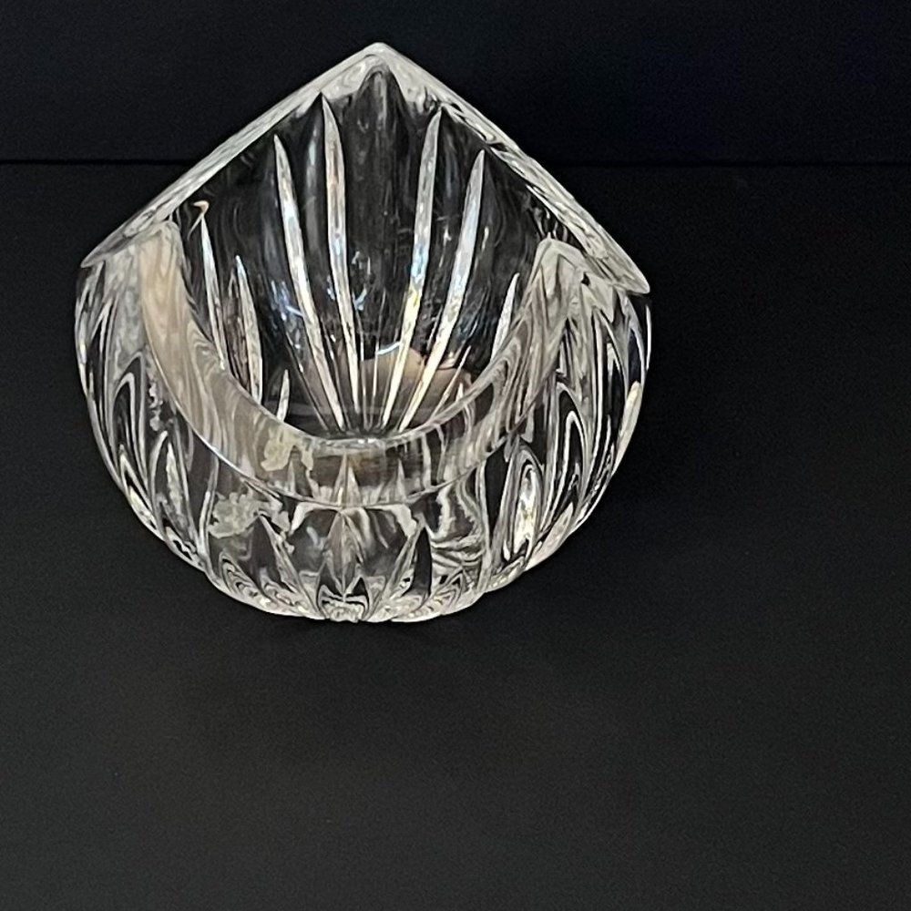Vintage Mikasa Stardust Cut Crystal 3 Pointed Vase Thick Glass Candle Holder